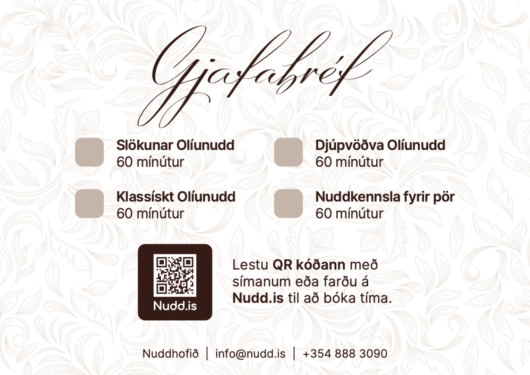 Prentað gjafakort frá Nuddhofinu